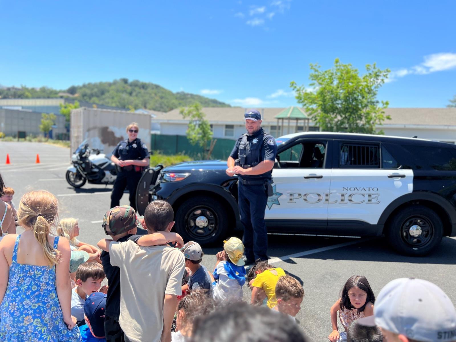 police officers presenting at a school